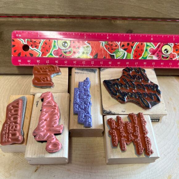 Rubber Stamp various phrases mixed a lot - Picture 3 of 4